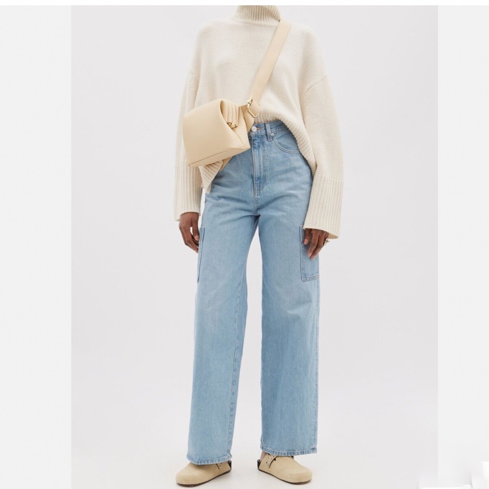 FRAME High Rise Baggy Pocket Jeans/Wide Leg in Genoa/Light Wash/size 27 - Picture 3 of 13